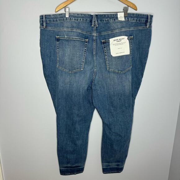 Good American Good Waist Crop Chew Hem Jean High Rise Stretch Size 30 Plus - Picture 7 of 11